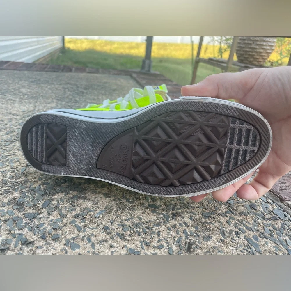 Women’s Neon Green Low Top Converse Lace Up Sneakers - Picture 8 of 9